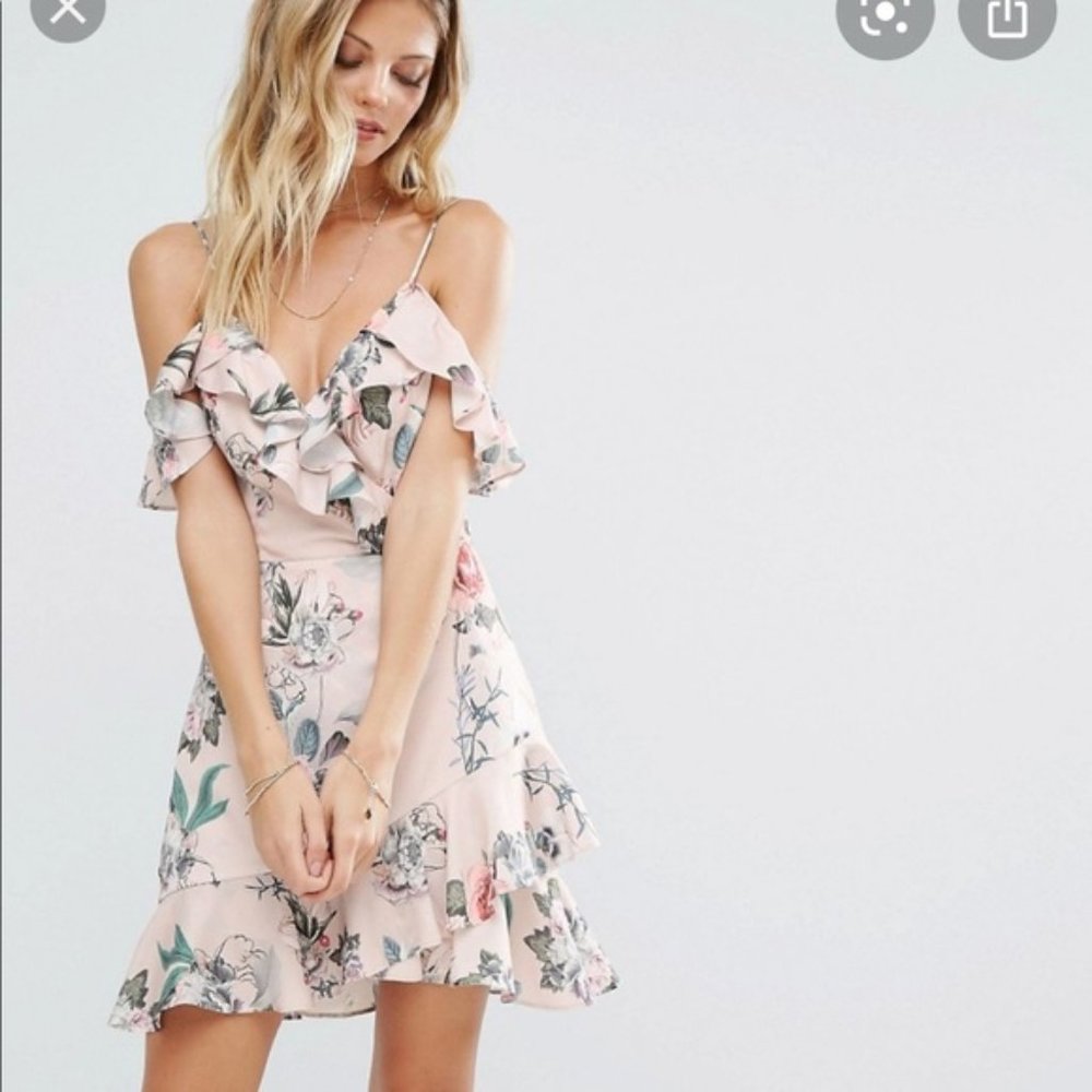 MAJORELLE SALSA FLORAL MINI RUFFLE DRESS, Medium